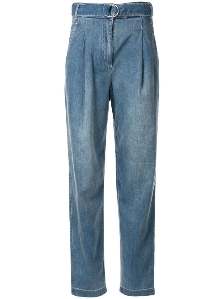 Tibi Mid Denim Mtch Vintage Stone Denim Sculpted Pleat - Blue