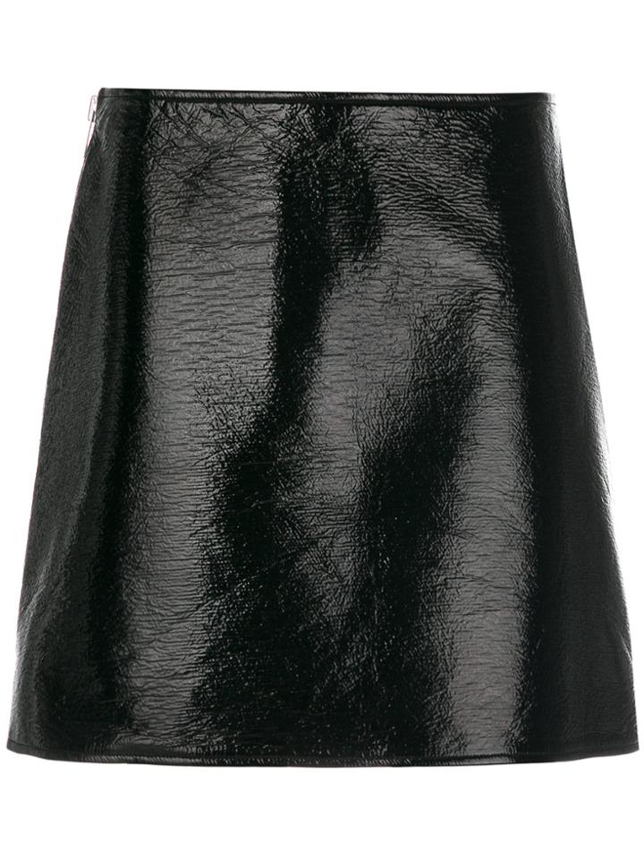 Courrèges Leather Effect Mini Skirt - Black