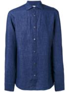 Danolis Spread Collar Shirt, Men's, Size: 42, Blue, Linen/flax