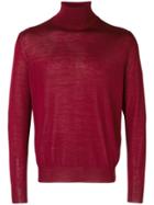 Canali Roll-neck Fitted Sweater - Red