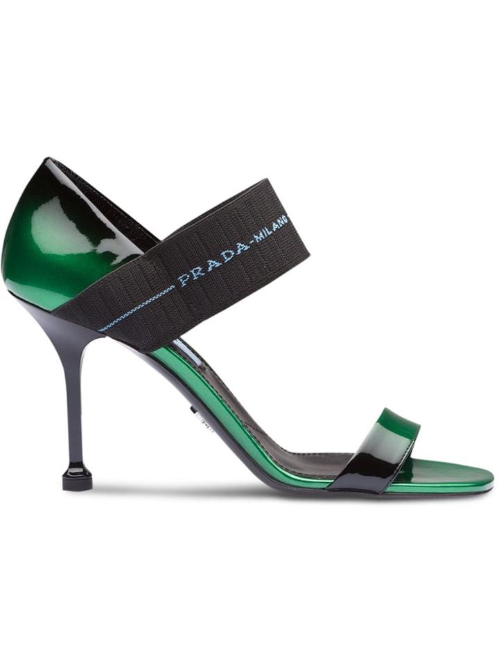 Prada Elasticated Logo Band Sandals - Green