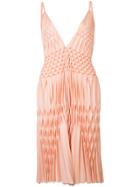 Haider Ackermann Pleated V-neck Dress - Pink & Purple