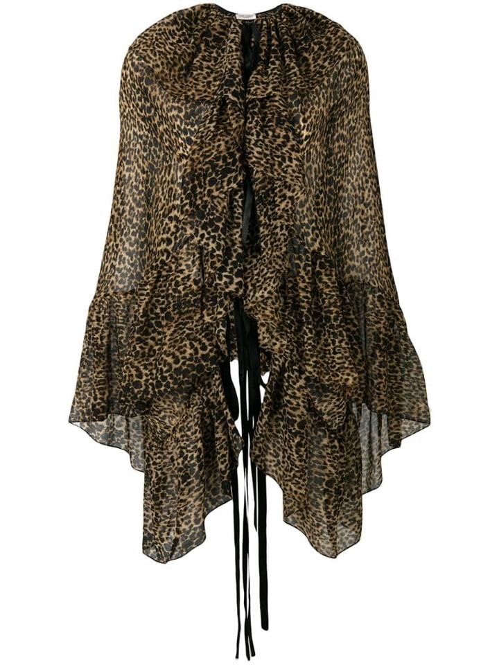 Saint Laurent Leopard Print Blouse - Neutrals