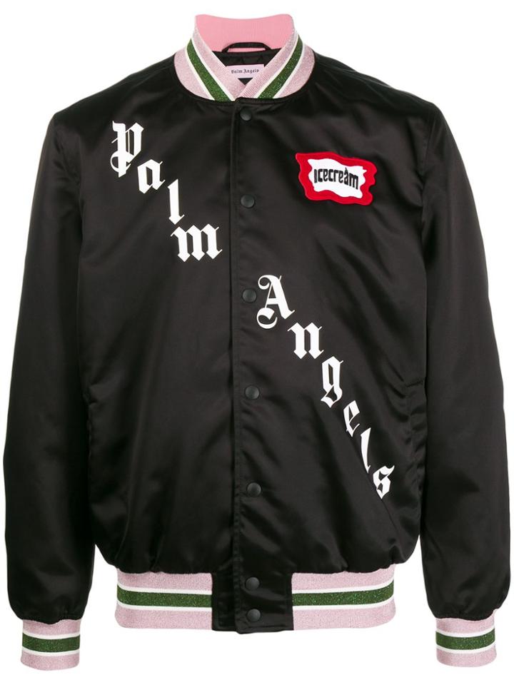 Palm Angels Ice Cream Studded Varsity Jacket - Black