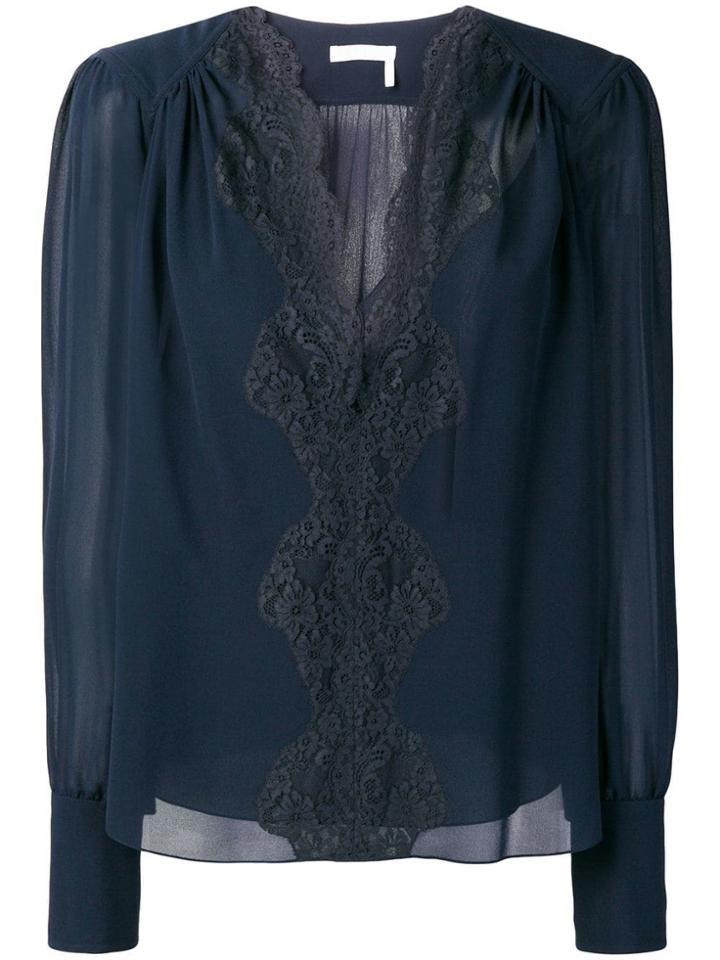 Chloé Lace Panel Blouse - Blue