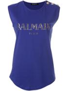 Balmain - Logo T-shirt - Women - Cotton - 38, Blue, Cotton