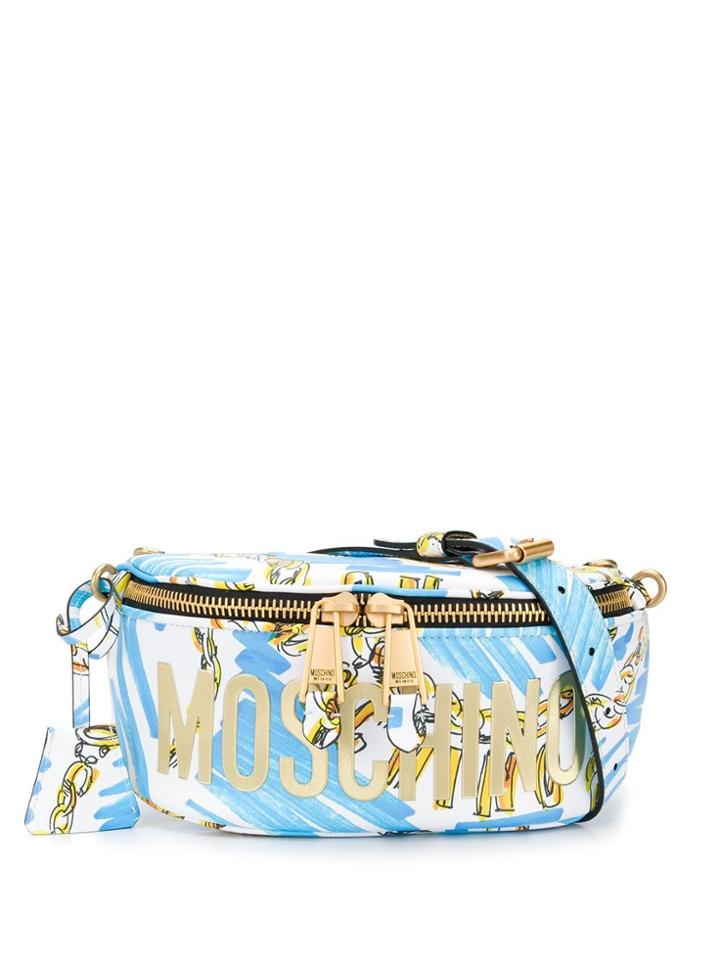 Moschino Chain Belt Bag - White