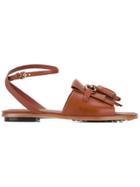 Tod's Fringed Flat Sandals - Brown