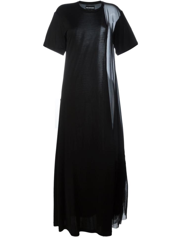Nicopanda Panelled Maxi T-shirt Dress, Women's, Size: S, Black, Cupro