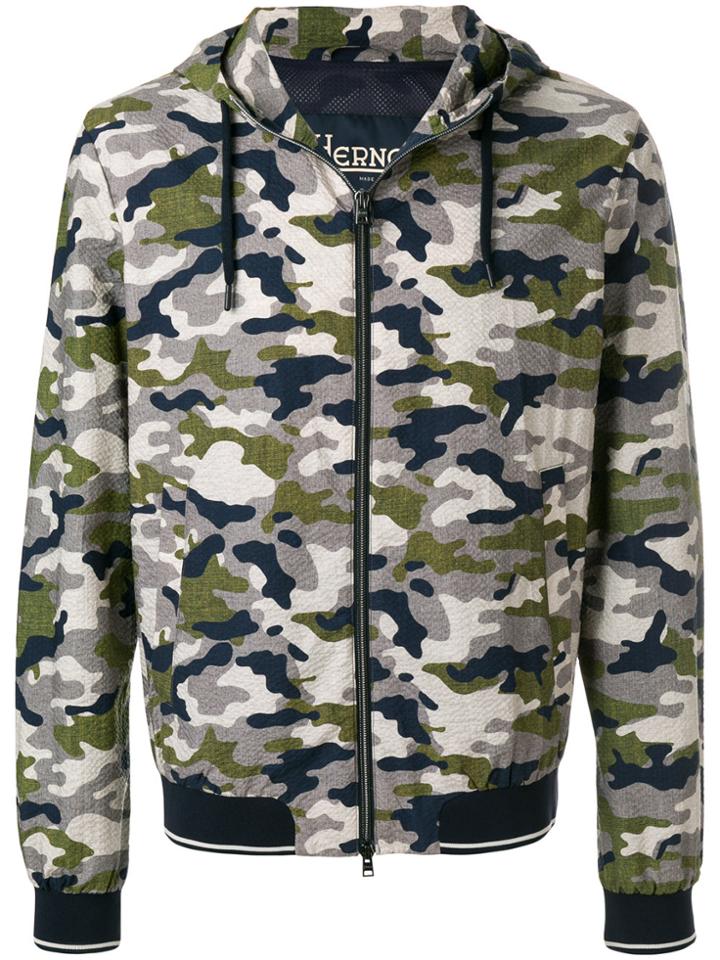 Herno Military Print Jacket - Grey