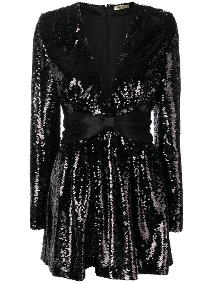 Liu Jo Belted Sequin Mini Dress - Black