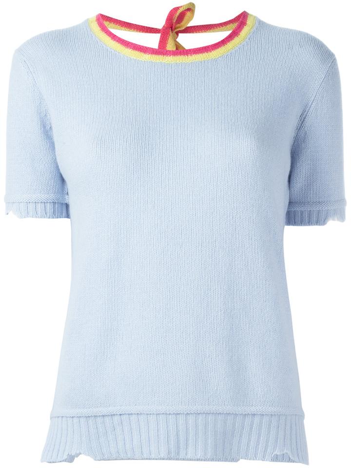 Prada Rear Lace Up Jumper, Women's, Size: 44, Blue, Cashmere/wool