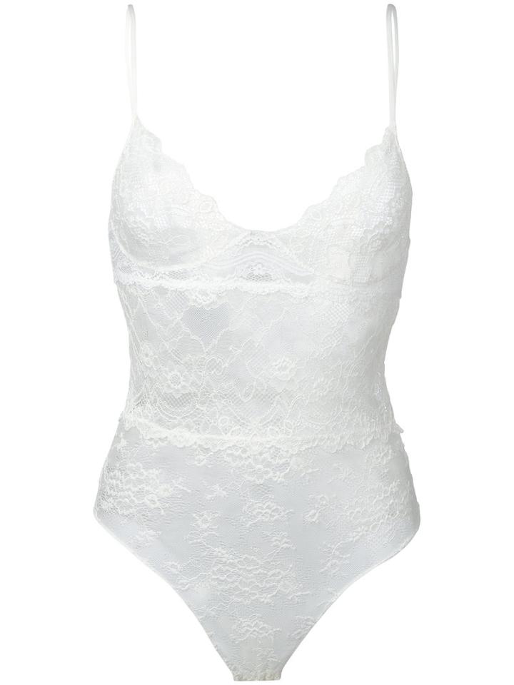 Faith Connexion Lace Negligee Top, Women's, Size: 2, White, Cotton/polyamide/spandex/elastane