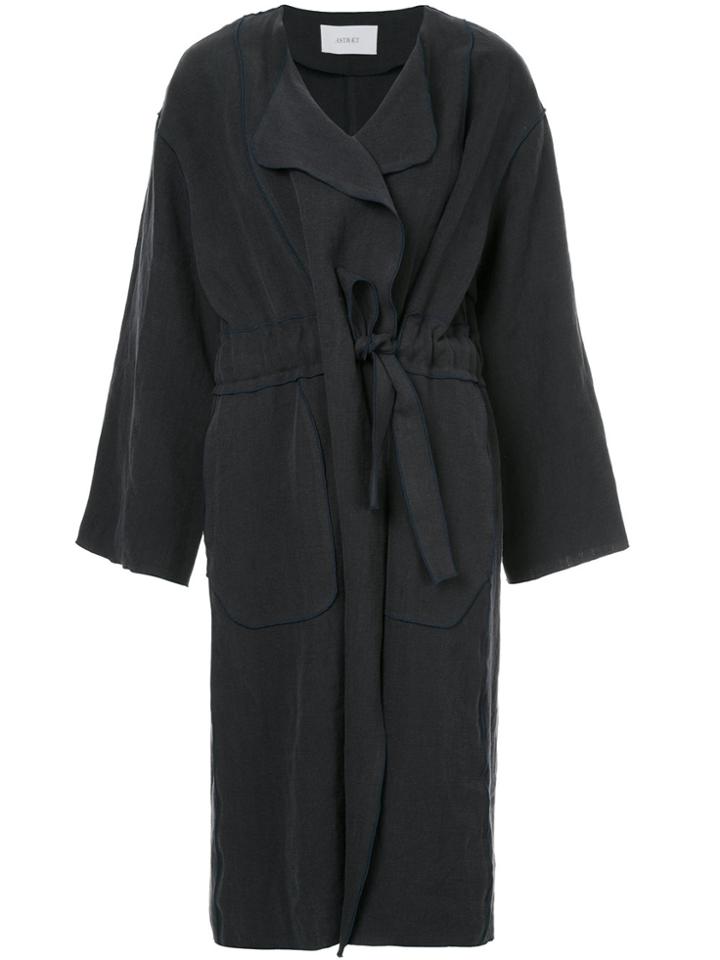 Astraet Drawstring Waist Trench Coat - Blue
