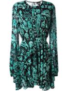 Just Cavalli Multi-print Flared Dress, Women's, Size: 42, Black, Silk/spandex/elastane/polyester