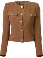 Jean Louis Scherrer Vintage Collarless Jacket, Women's, Size: 38, Brown