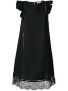 Twin-set Lace Trim Poplin Dress - Black
