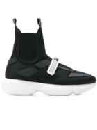Prada Clodbust Stretch Knit Hi-top Sneakers - Black