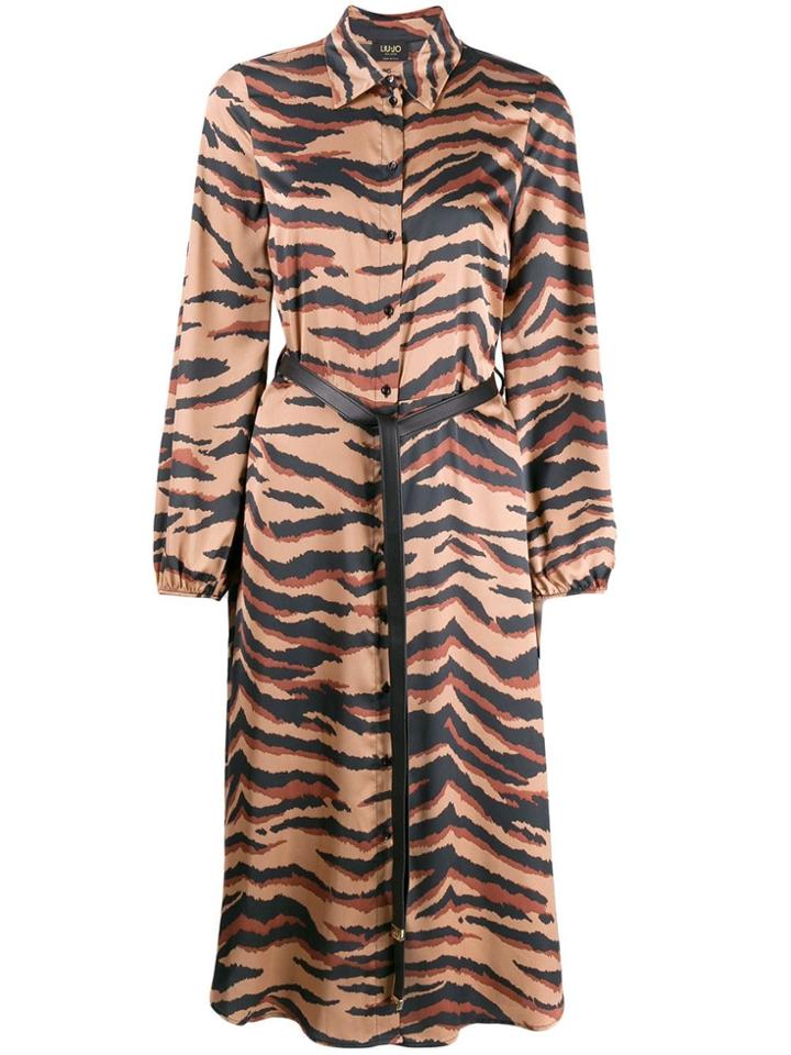 Liu Jo Tiger Print Belted Dress - Neutrals