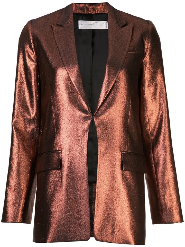 Victoria Victoria Beckham Slim Metallic Blazer - Brown