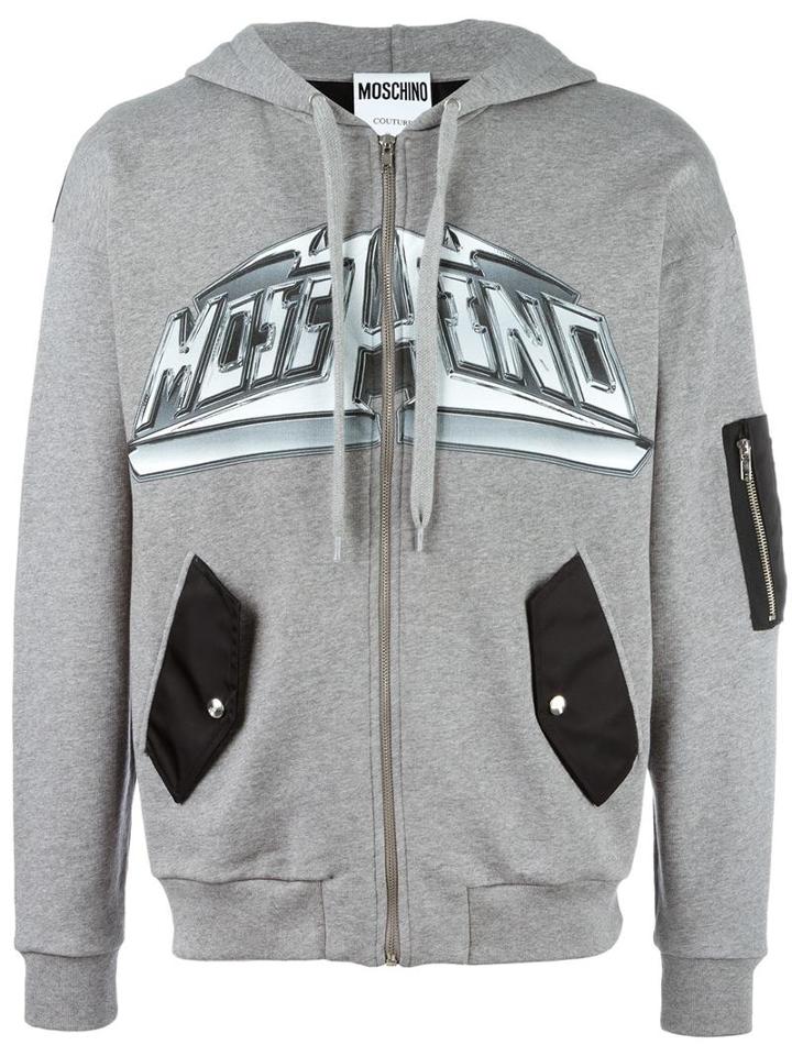 Moschino Deconstructed Hoodie, Men's, Size: Xl, Grey, Cotton/polyamide