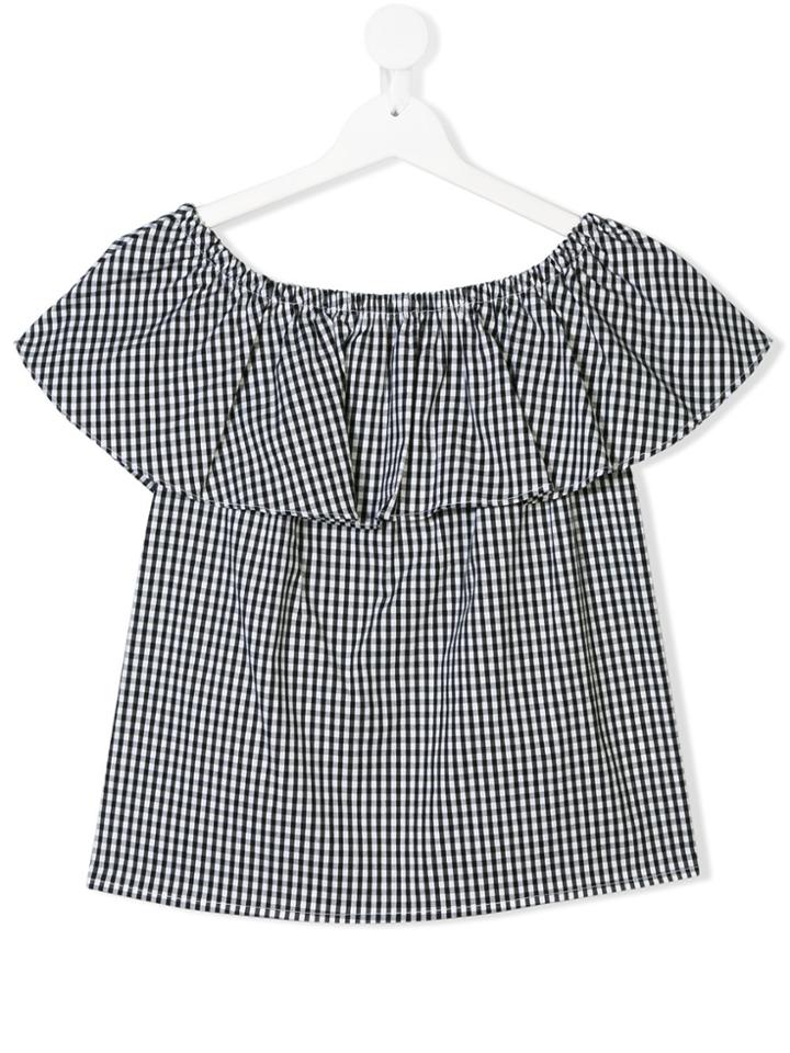 Elsy Teen Gingham Check Blouse - Black