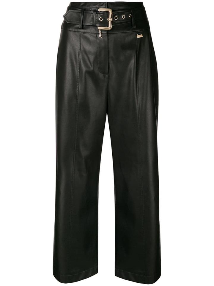Patrizia Pepe Cropped Faux Leather Trousers - Black