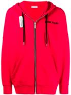 Palm Angels Security Tag Zip-front Hoodie - Red