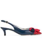 Gucci Sling-back Pump With Web Bow - Blue