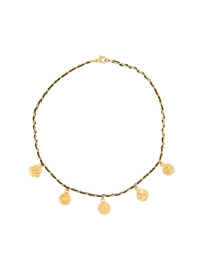 Chanel Vintage Cc Logos Gold Chain Medallion Necklace - Metallic