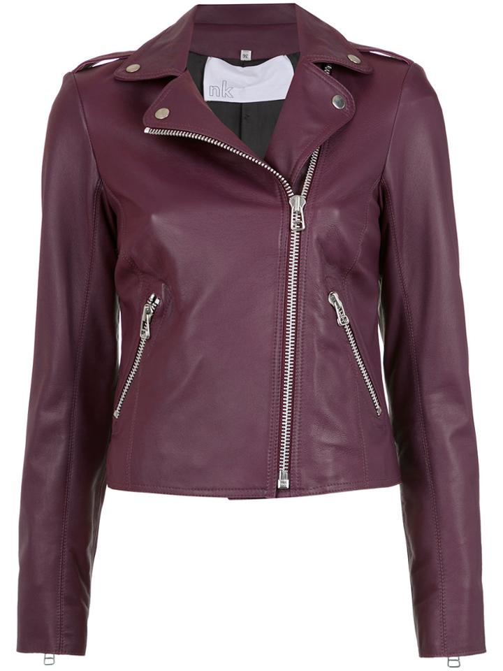 Nk Leather Biker Jacket - Pink & Purple