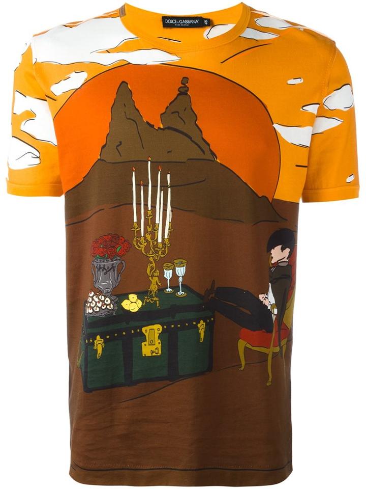 Dolce & Gabbana Western Print T-shirt, Men's, Size: 50, Cotton