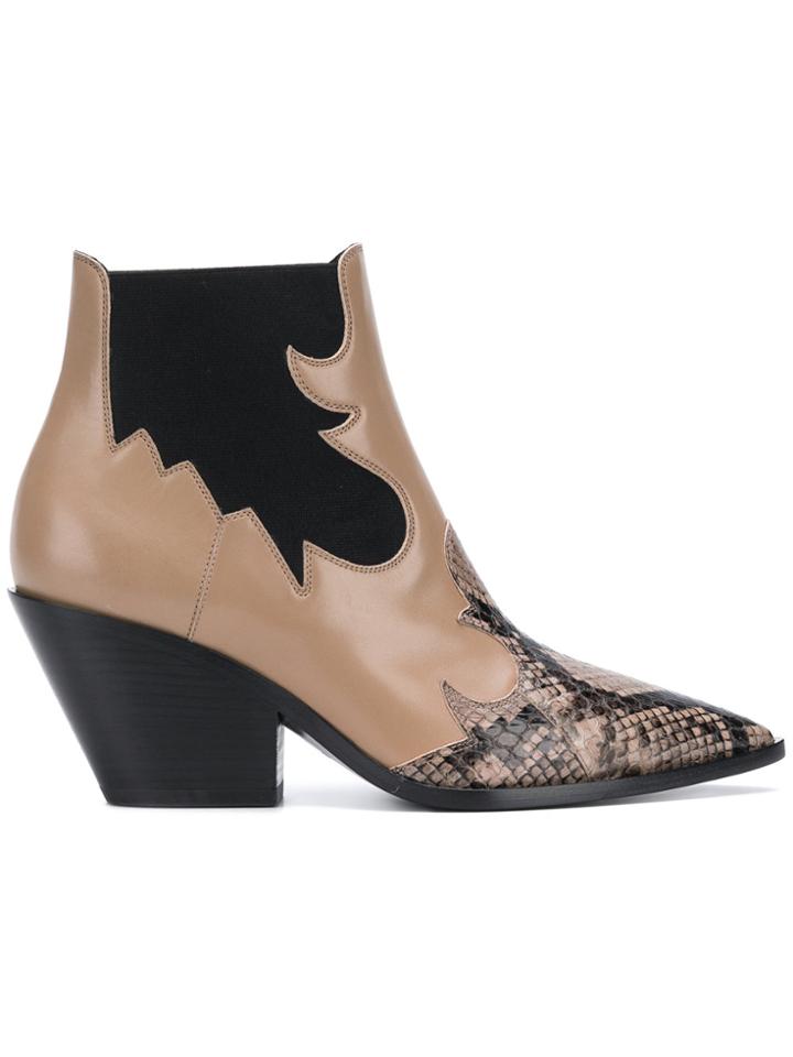 Casadei Elasticated Side Panel Boots - Nude & Neutrals