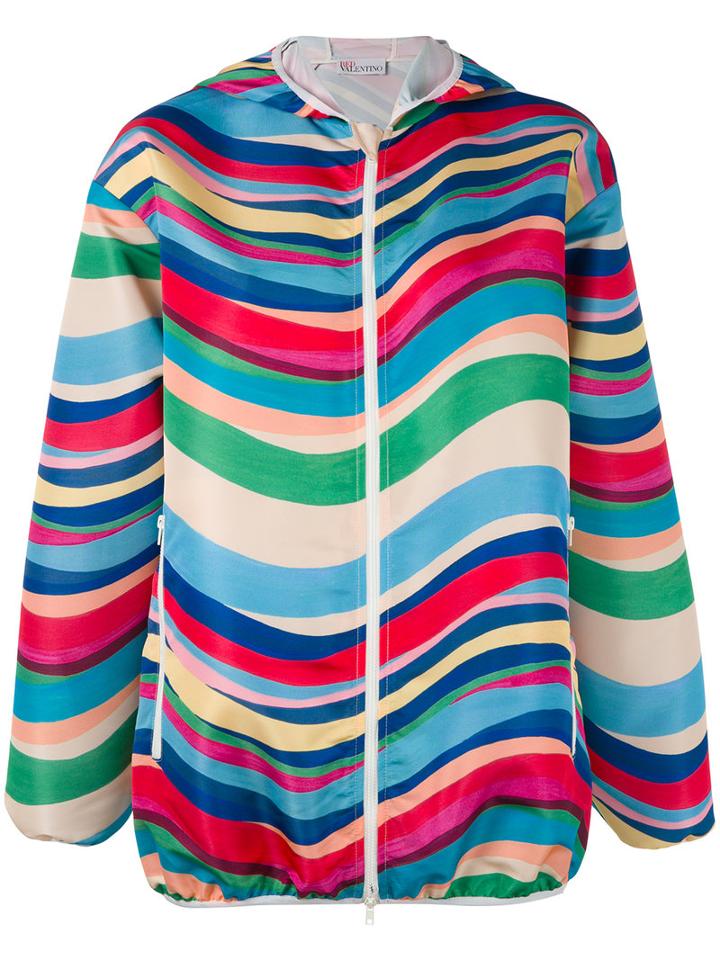 Red Valentino - Striped Hooded Jacket - Women - Polyester/acetate - 38, Polyester/acetate