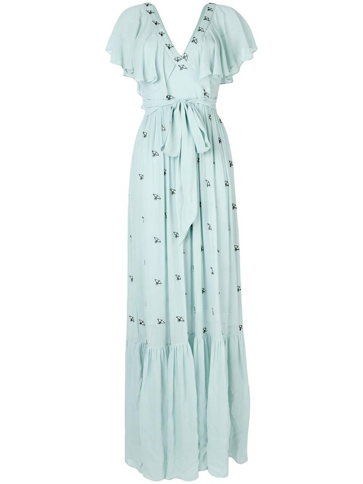 Temperley London - Starling V Neck Dress - Women - Cellulose - 8, Blue, Cellulose