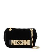 Moschino Quilted Crystal-embellished Shoulder Bag - Black
