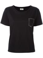 Saint Laurent Studded Pocket T-shirt, Women's, Size: Xs, Black, Cotton/crystal