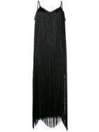 Mm6 Maison Margiela Fringed Lace Insert Slip Dress - Black