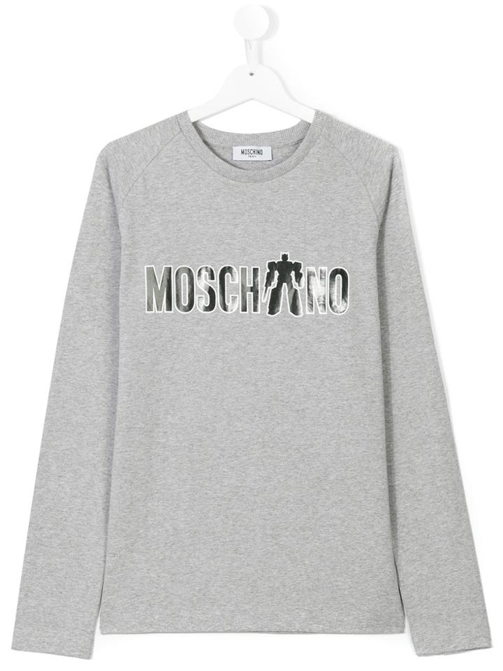 Moschino Kids Logo Long Sleeve T-shirt - Grey