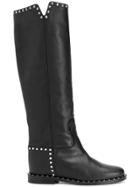 Via Roma 15 Studded Riding Boots - Black