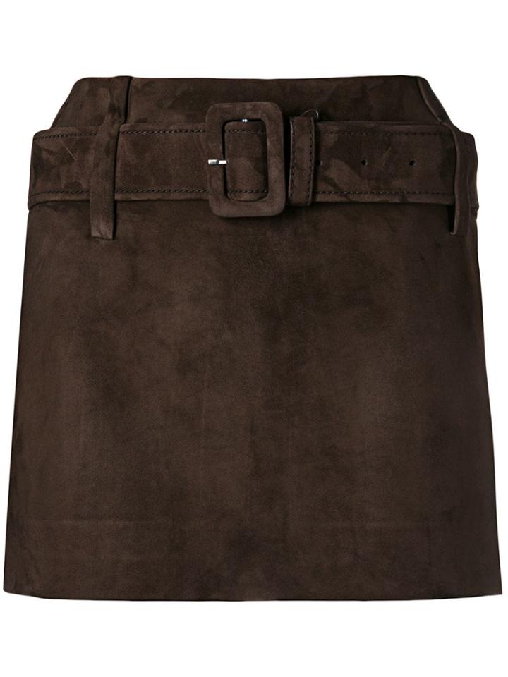 Prada Belted Mini Skirt - Brown