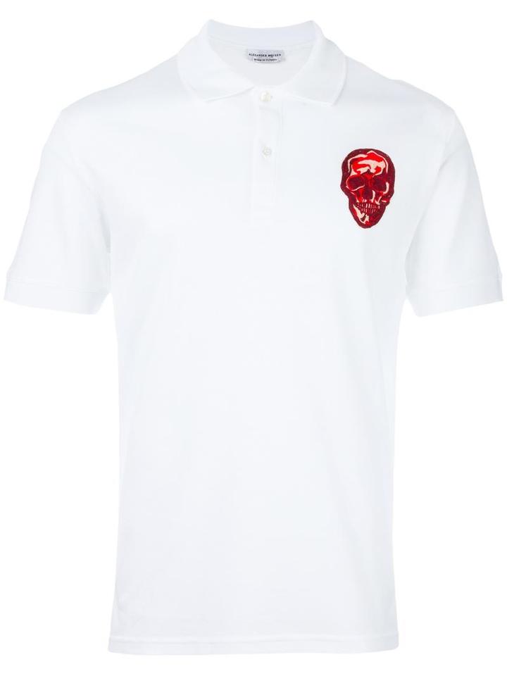 Alexander Mcqueen Logo Patch Polo Shirt, Men's, Size: Small, White, Viscose/cotton