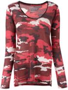 Majestic Filatures Camouflage Scoop Neck Jumper, Women's, Size: 1, Red, Cotton/linen/flax/polyamide/tencel