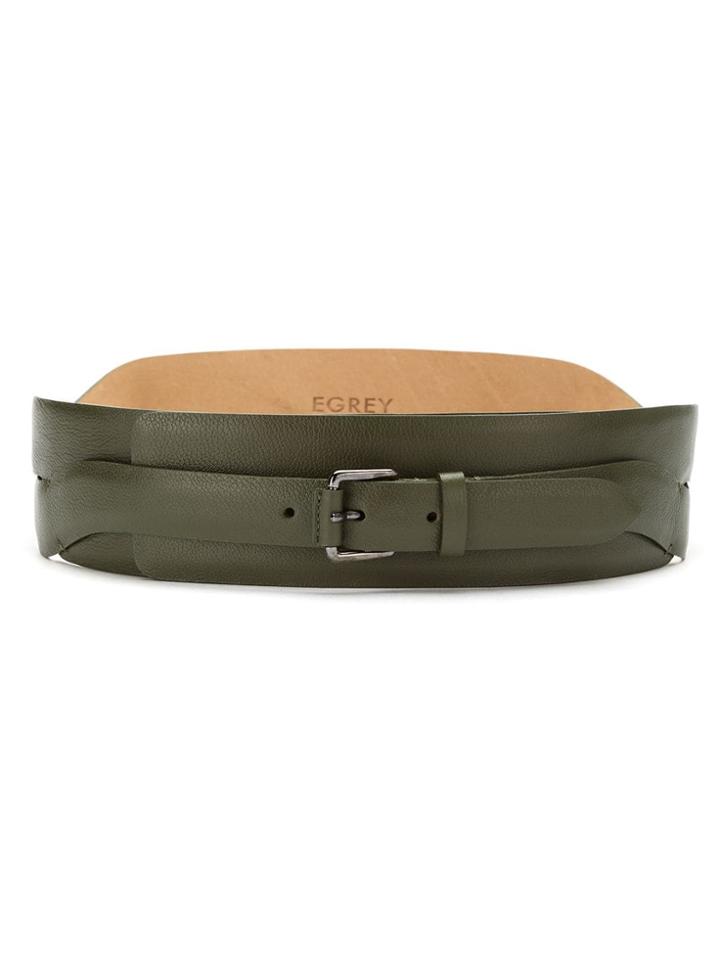 Egrey Panelled Leather Belt - Green