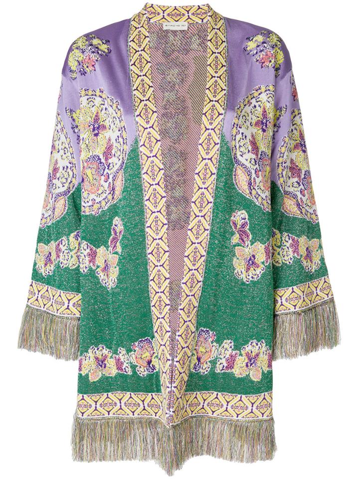 Etro Fringe Trim Patterned Cardigan - Multicolour