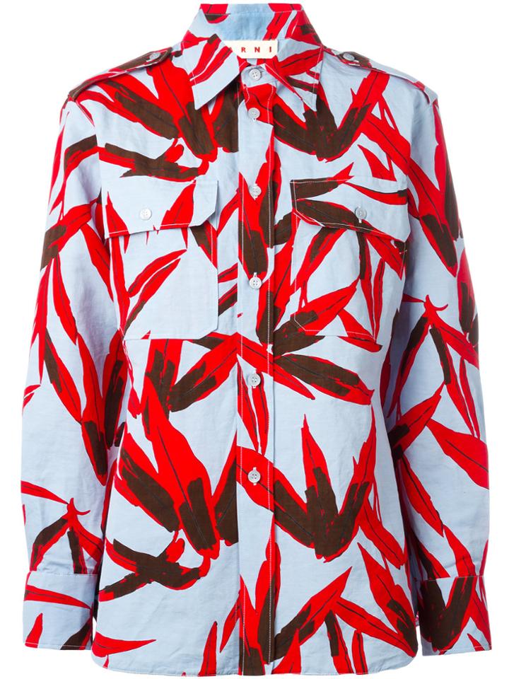 Marni Graphic Leaf Print Shirt - Blue