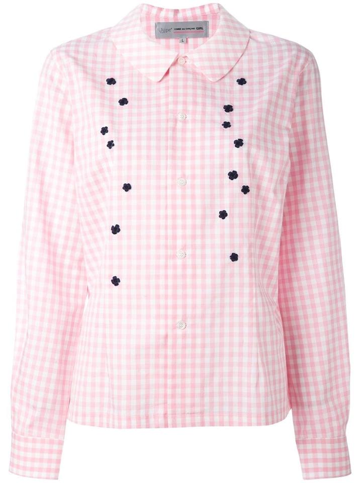 Comme Des Garçons Girl Applique Checked Shirt - Pink & Purple