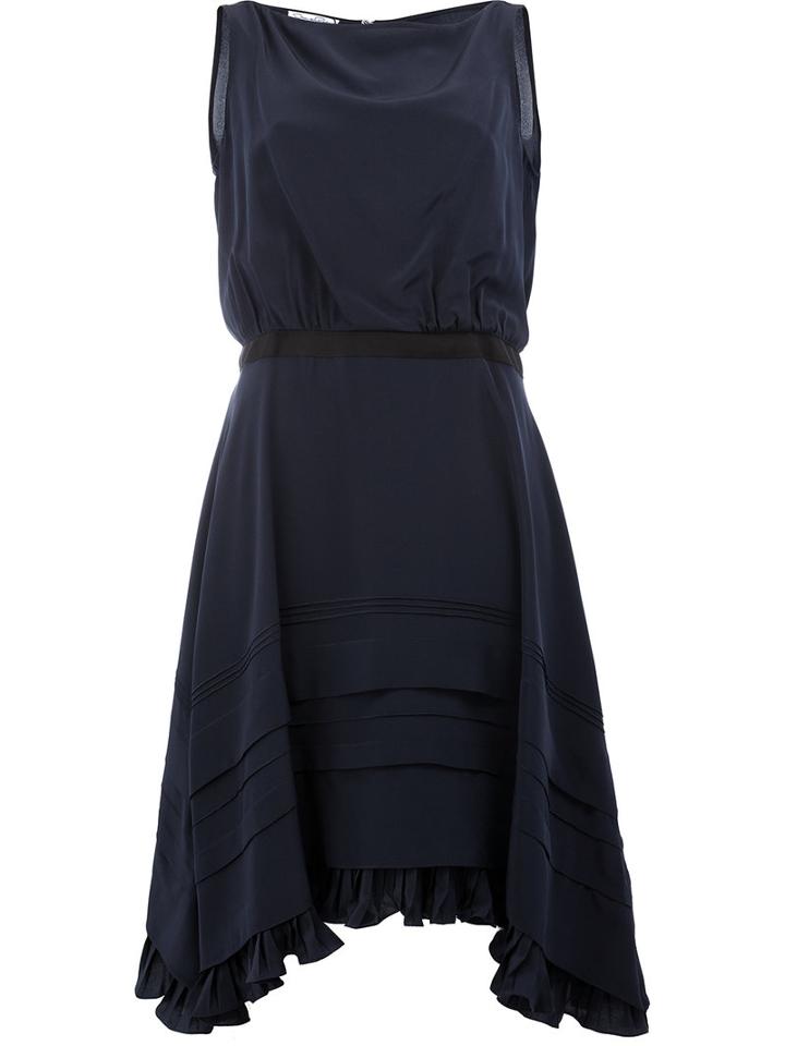 Oscar De La Renta Handkerchief Hem Midi Dress, Women's, Size: 8, Blue, Silk