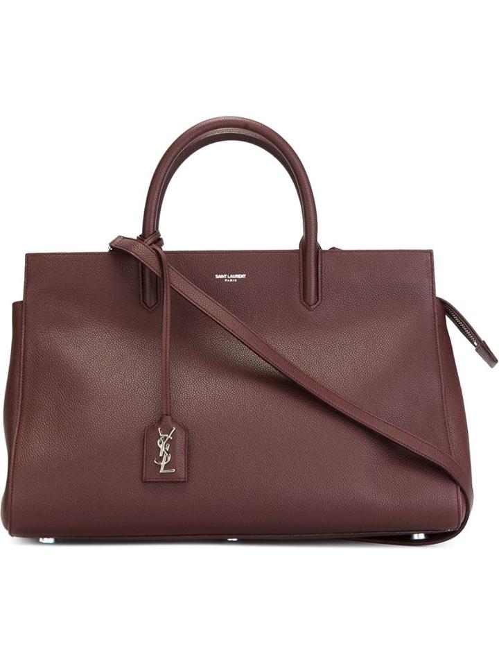 Saint Laurent Medium Rive Gauche Tote, Women's, Red, Leather