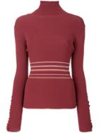Roksanda Frilled Striped Turtleneck Sweater - Red
